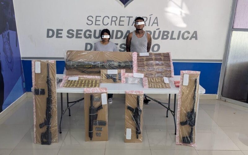 Decomisan lanzacohetes antitanque, armas y fentanilo en operativo de la SSPE en Ciudad Juárez